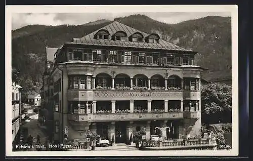 AK Kufstein, Hotel Egger mit Bergblick