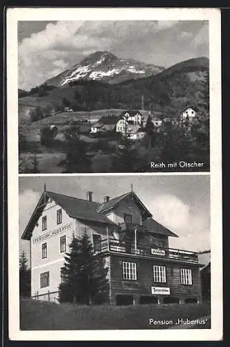 AK Reith a. d. Mariazellerbahn, Hotel-Pension Hubertus von M. Duenbostel, Ortsansicht