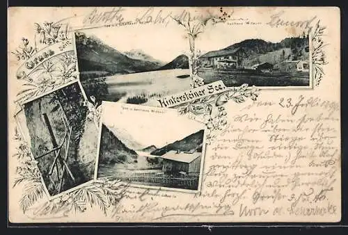 AK Scheffau am Wilden Kaiser, Hintersteiner See, Gasthaus Widauer, Steinerne Stiege, See mit Scheffauer Kaiser