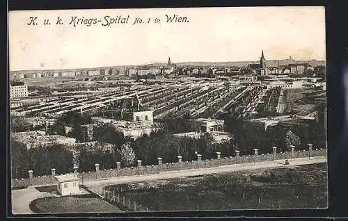 AK Wien, K. u. K. Kriegs-Spital No. 1 aus der Vogelschau