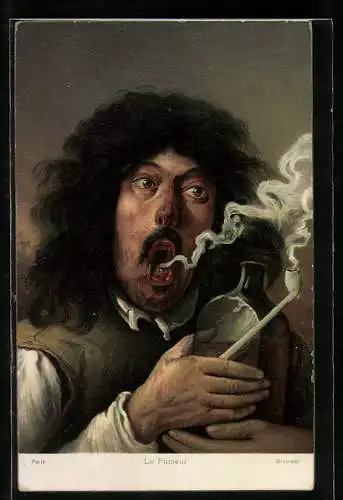 Künstler-AK Stengel & Co. Nr. 29201: Der Raucher von A. Brouwer