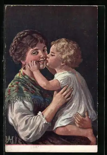 AK Frau mit ihrem Kind auf dem Arm, Mutterglück