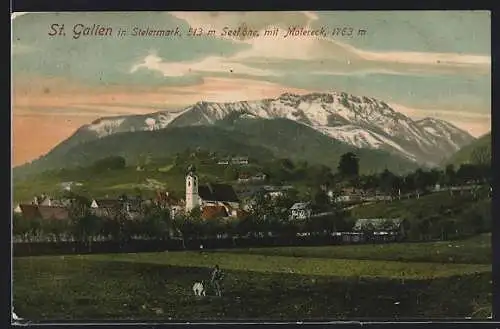 AK St. Gallen /Steiermark, Ortsansicht mit dem Maiereck
