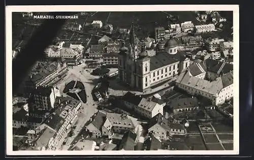 AK Mariazell, Fliegeraufnahme mit der Kirche