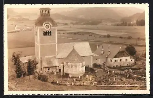 AK St. Marein, Kirche und Friedhof aus der Vogelschau