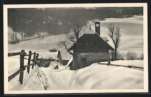 AK Steinhaus am Semmering, Kleiner Hof im tiefen Schnee