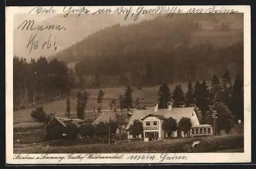 AK Steinhaus am Semmering, Blick auf den Gasthof Waidmannsheil