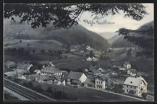 AK Steinhaus a. S., Ortsansicht vom Berg aus