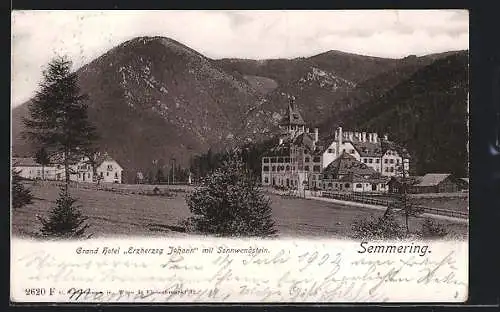 AK Semmering, Grand Hotel Erzherzog Johann mit Sonnwendstein