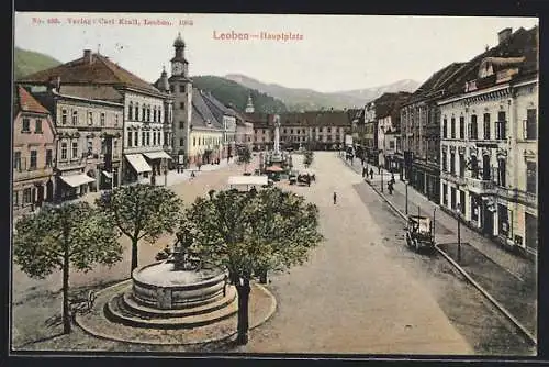 AK Leoben, Brunnen auf dem Hauptplatz