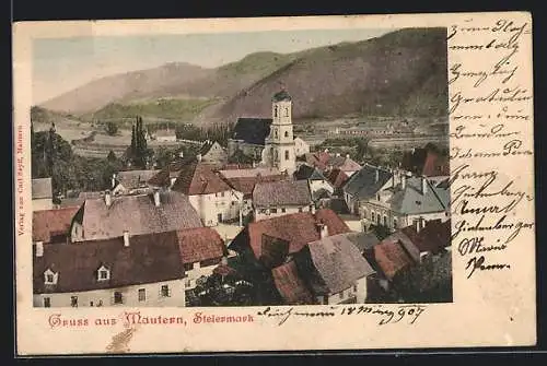 AK Mautern /Steiermark, Ortsansicht mit Kirche