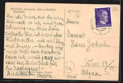 AK Mautern /Steiermark, Denkmal am Hauptplatz