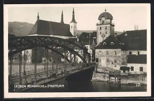 AK Leoben, Murbrücke und Stadtturm