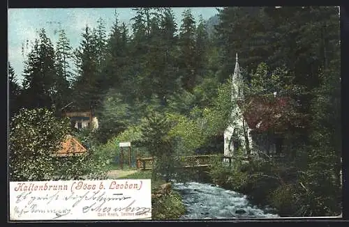 AK Göss b. Leoben, Die Kapelle Maria Kaltenbrunn am Fluss