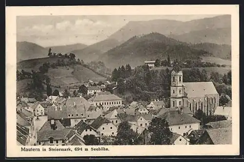 AK Mautern /Steiermark, Ortsansicht mit der Kirche