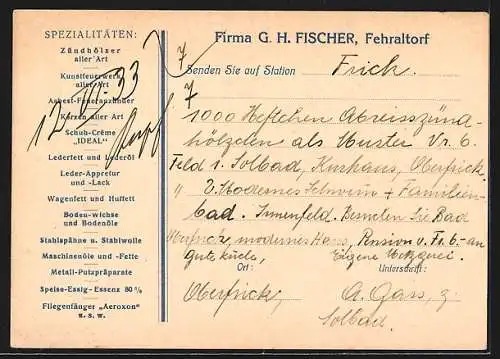 AK Fehraltorf, Firma G. H. Fischer, Chemische Zünd- und Fettwarenfabrik