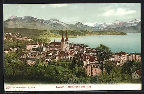 AK Luzern, Hofkirche und Rigi