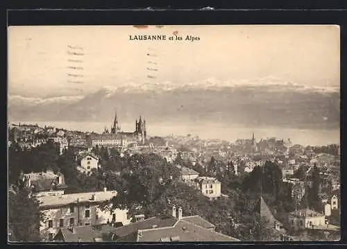 AK Lausanne, Ortsansicht mit den Alpen