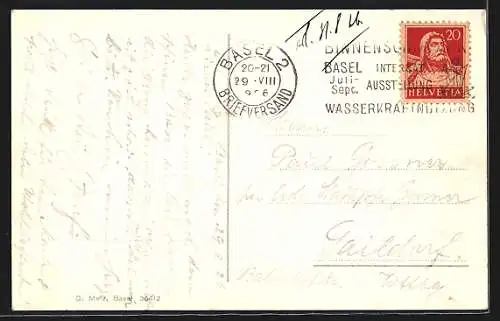 AK Basel, Strassenbahn am Marktplatz