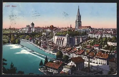 AK Bern, Ortsansicht aus der Vogelschau