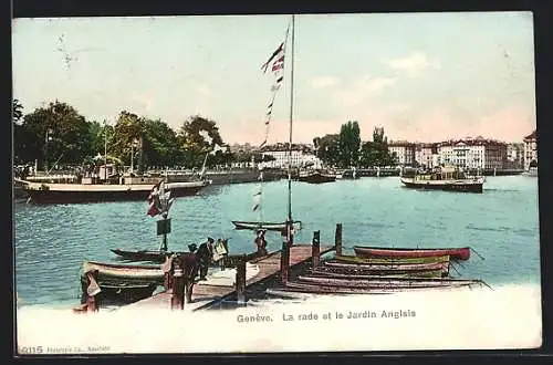 AK Genève, La rade et le Jardin Anglais