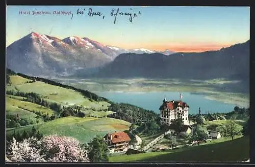 AK Goldiwyl, Hotel Jungfrau aus der Vogelschau
