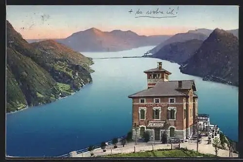 AK Lugano, Lago di Lugano, Kulm-Hotel, Visto dalla vetta Mte. Brè