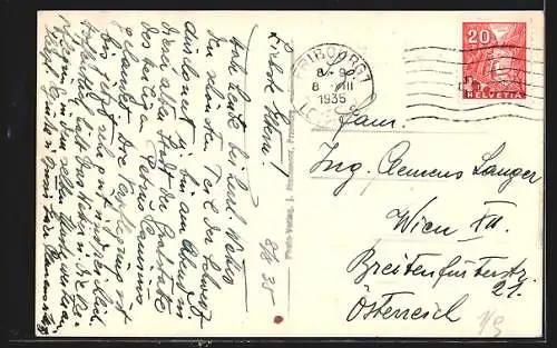 AK Freiburg, Generalansicht aus der Vogelschau