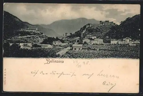 AK Bellinzona, Ortsansicht aus der Vogelschau