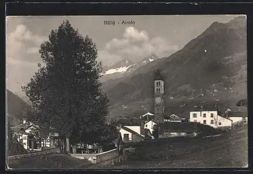 AK Airolo, Ortsansicht mit Kirche
