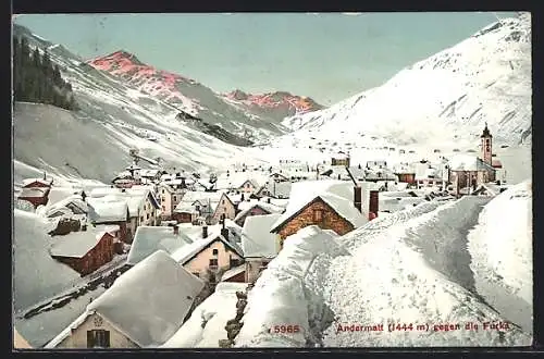 AK Andermatt, Blick gegen die Furka