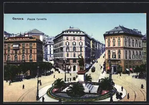 AK Genova, Strassenbahn am Piazza Corvetto