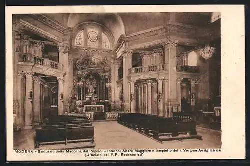 AK Modena, Santuario della Madonna del Popolo, Interno: Altare Maggiore e tempietto della Vergine Ausigliatrice