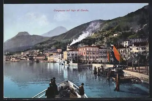 AK Gargnano, Uferpartie am Lago di Garda