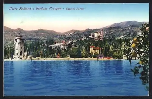 AK Gardone /Lago di Garda, Torre Ruhland e Panorama di sopra