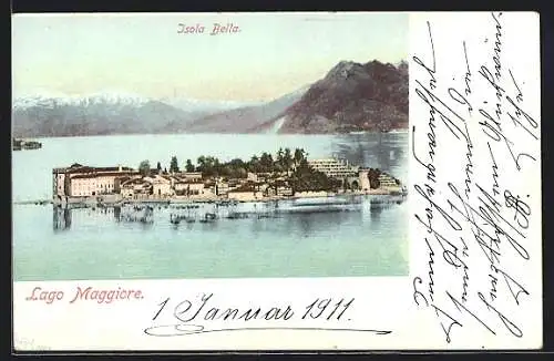 AK Isola Bella, Lago Maggiore, Insel gegen die Berge