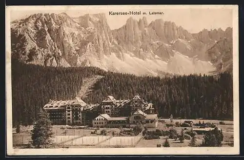 AK Karersee, Karersee-Hotel mit Latemar