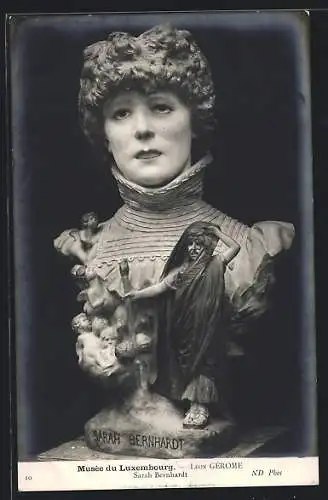 AK Theaterschauspielerin Sarah Bernhardt, Büste im Museum Luxemburg