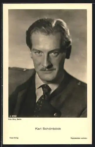 AK Schauspieler Karl Schönböck fragend in die Kamera blickend