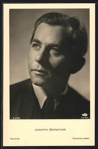 AK Schauspieler Joachim Gottschalk in schwarzweiss fotografiert