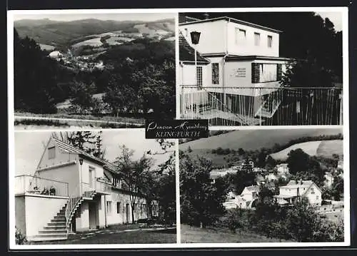 AK Klingfurth, Hotel-Pension Hendling, Ortsansicht