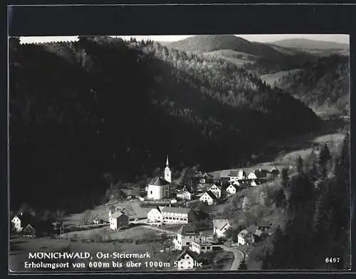 AK Mönichwald /Ost-Steiermark, der Erholungsort aus der Vogelschau