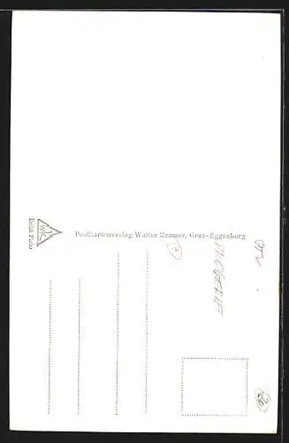 AK Leoben, Strassenpartie am Stadtturm, VW-Käfer