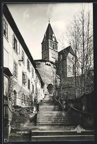 AK Eisenerz, Treppenaufgang zur Pfarrkirche