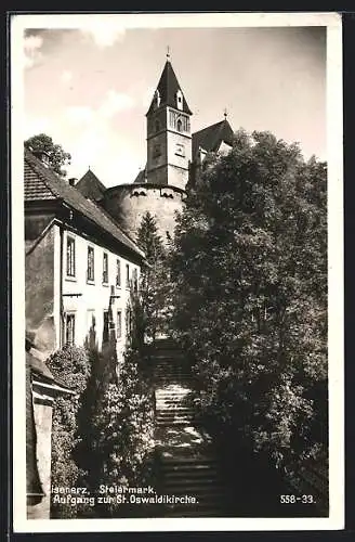 AK Eisenerz /Steiermark, Aufgang zur St. Oswaldikirche