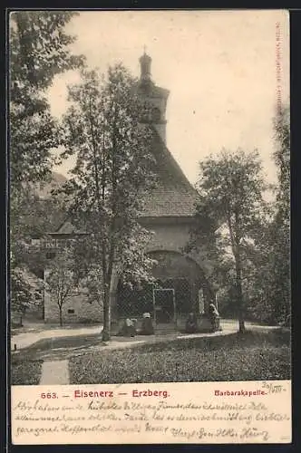 AK Eisenerz /Erzberg, Barbarakapelle im Sonnenschein