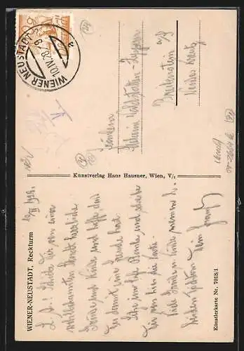 Künstler-AK Wiener Neustadt, Blick zum Reckturm