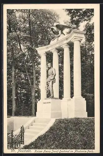 AK Wr. Neustadt, Kaiser Franz Josef-Denkmal im Akademie-Park