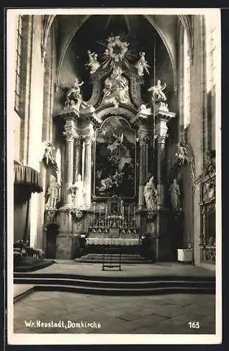 AK Wr. Neustadt, Innenansicht der Domkirche mit Altar