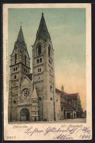 AK Wr.-Neustadt, Ansicht der Pfarrkirche